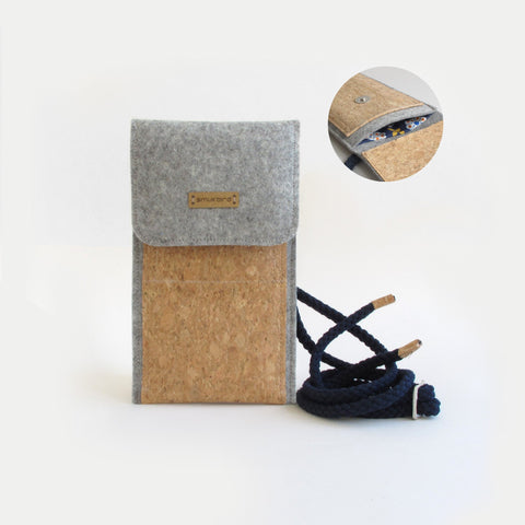 Axelväska för Xiaomi POCO C75 | av filt och ekologisk bomull | ljusgrå - bloom | Modell KEDJA