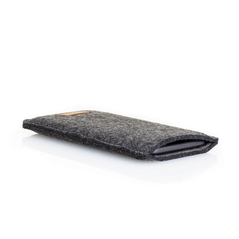 Mobilfodral för Fairphone 6 | av filt och ekologisk bomull | antracit - tracks | Modell "LET"
