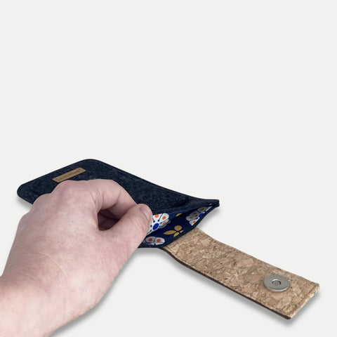 Mobilfodral för Fairphone 6 | med magnetstängning och extra fack | antracit - Bloom | Modell HAKA