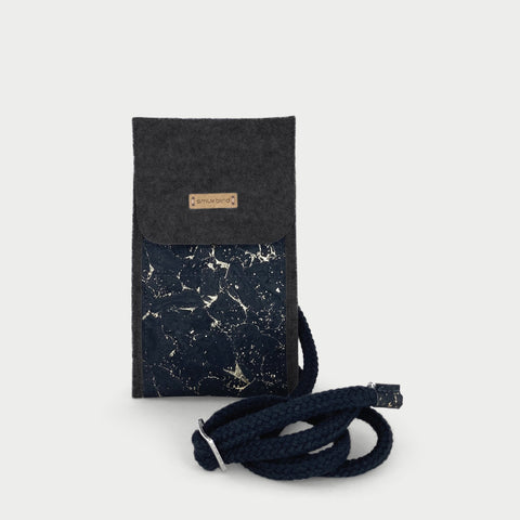 Axelväska för Xiaomi POCO X7 Pro | av filt och ekologisk bomull | antracit - svart | Modell KEDJA deluxe