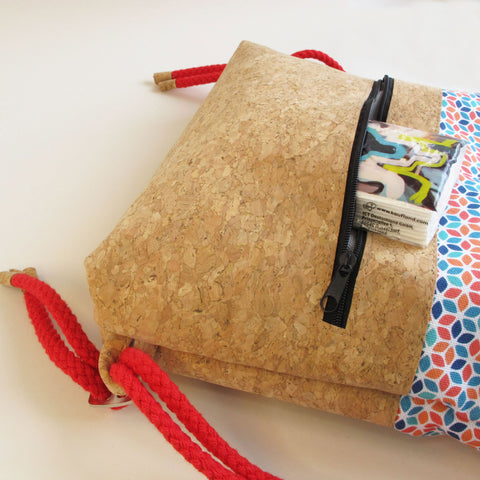 Gymväska för barn, liten ryggsäck | gjord av bomull och kork | Colorful