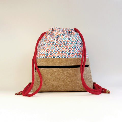 Gymväska för barn, liten ryggsäck | gjord av bomull och kork | Colorful