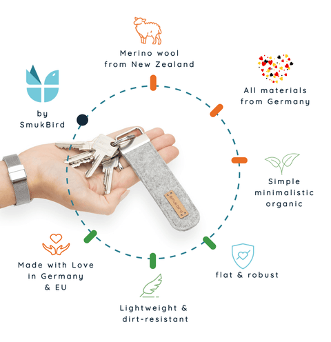 Nyckelring i filt | ljusgrått