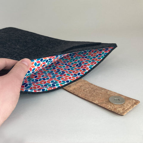 Fodral för Acer Chromebook 314 | med magnetstängning och extra fack  | antracit - Färgglad | Modell "HAKA"