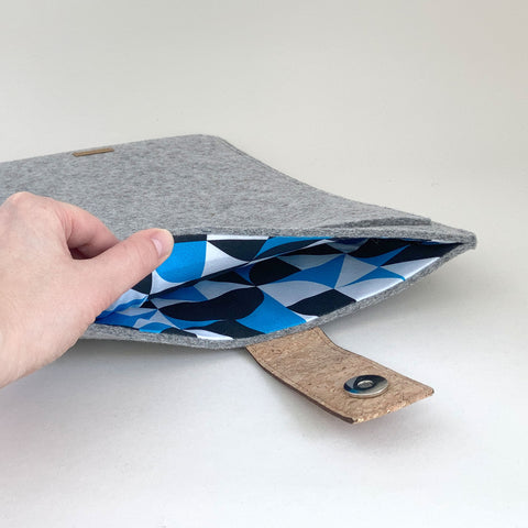 Fodral till Asus Vivobook 15 | med magnetstängning och extra fack  | ljusgrå - former | Modell "HAKA"