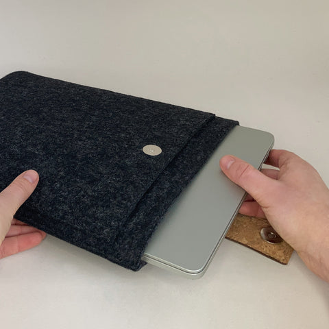 Fodral för Asus Zenbook 14 | med magnetstängning och extra fack  | antracit - Former | Modell "HAKA"