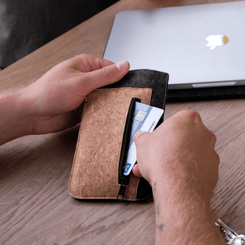 Mobilfodral med kortfack för Samsung Galaxy Z Fold4 | antracit - shapes | Modell "ZIP"