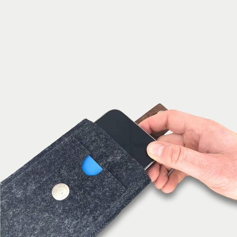 Praktisk midjeväska för iPhone 16 Pro | med magnetlås och kortfack | antracit | modell CLIP