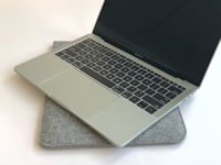 Skräddarsydd laptopfodral | gjord av filt och ekologisk bomull | ljusgrå - Färgglad | Modell "LET"