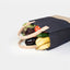 Filz Shopper mit Kork in Anthrazit Natur, offene Tasche mit Obst und Gemüse für nachhaltigen Einkauf