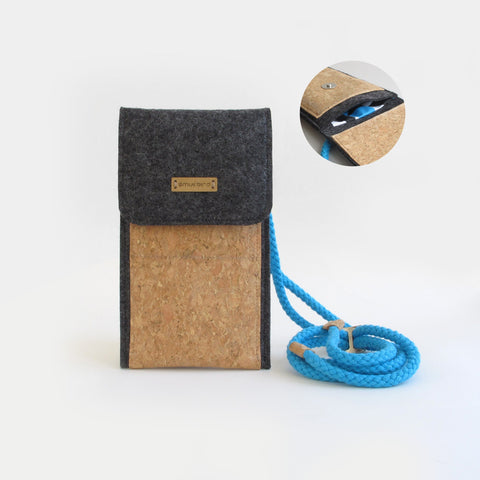 Axelväska till Fairphone 3 | gjord av filt och ekologisk bomull | antracit - former | Modell KEDJA
