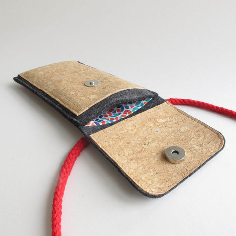 Axelväska till Fairphone 3 | gjord av filt och ekologisk bomull | antracit - färgglad | Modell KEDJA