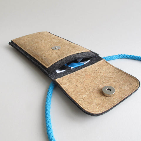 Axelväska till Fairphone 3 | gjord av filt och ekologisk bomull | antracit - former | Modell KEDJA