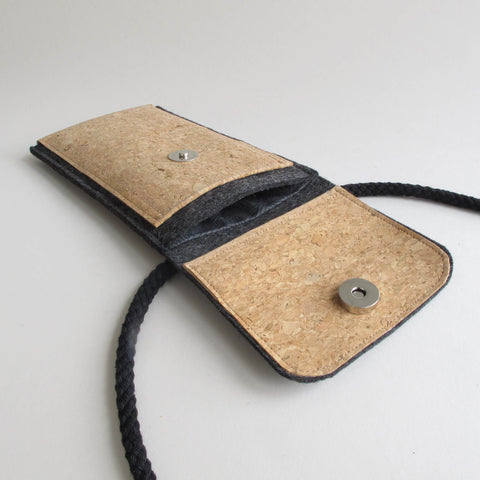 Axelväska till Fairphone 4 | gjord av filt och ekologisk bomull | antracit - spår | Modell KEDJA