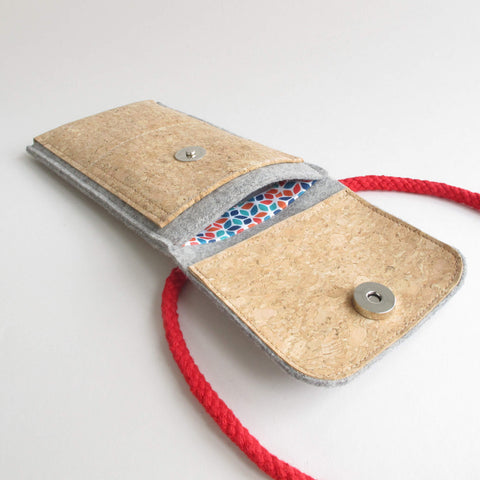 Axelväska till Fairphone 3 | gjord av filt och ekologisk bomull | ljusgrå - färgglad | Modell KEDJA