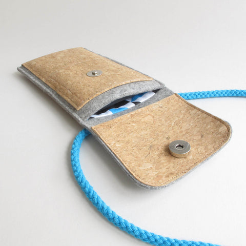 Axelväska till Fairphone 4 | gjord av filt och ekologisk bomull | ljusgrå - former | Modell KEDJA