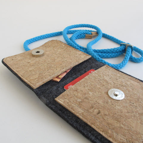 Axelväska till Fairphone 4 | gjord av filt och ekologisk bomull | antracit - former | Modell KEDJA
