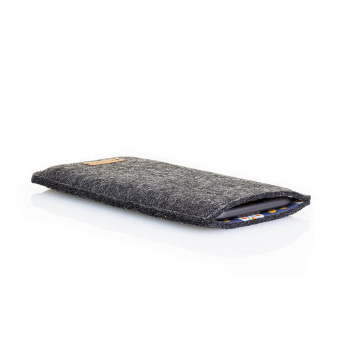 Mobilfodral till Xiaomi Poco X5 Pro | gjord av filt och ekologisk bomull | antracit - blomning | Modell "LET"