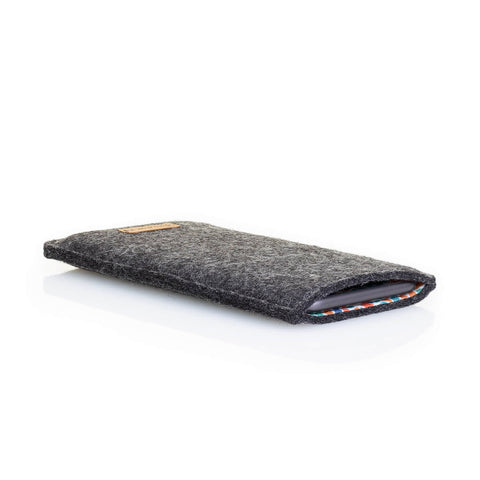 Mobilfodral till Xiaomi Redmi Note 12 Pro | gjord av filt och ekologisk bomull | antracit - färgglad | Modell "LET"