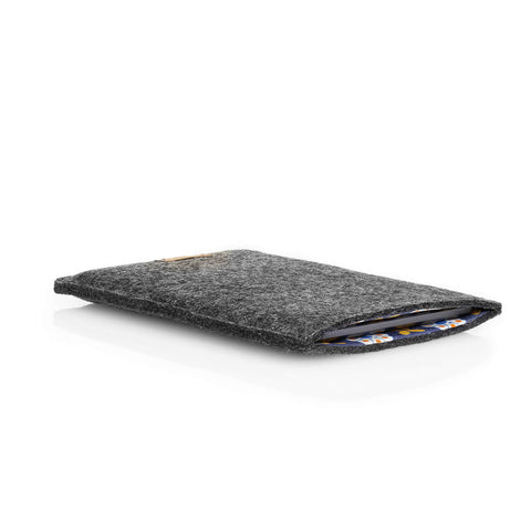 Fodral till Kobo Aura | gjord av filt och ekologisk bomull | antracit - blomning | Modell "LET"