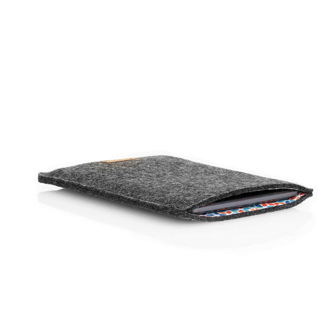 Fodral för PocketBook InkPad 3 | gjord av filt och ekologisk bomull | antracit - färgglad | Modell "LET"