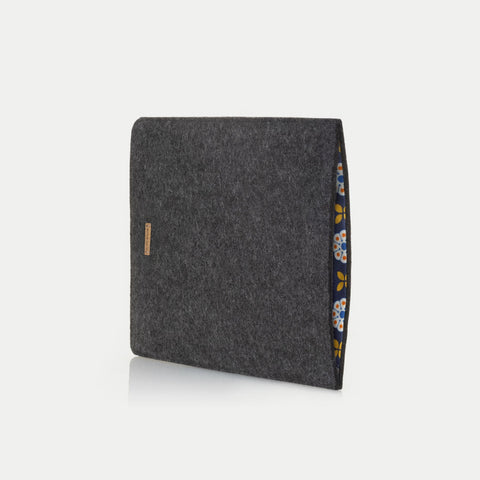 Skräddarsydd laptopfodral | gjord av filt och ekologisk bomull | antracit - Bloom | Modell "LET"