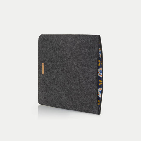 Fodral för iPad - 9:e generationen | tillverkad av filt och ekologisk bomull | antracit - bloom | "LET"-modell