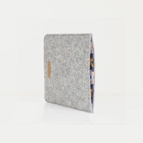 Fodral för Onyx Boox Tab Mini C | gjord av filt och ekologisk bomull | ljusgrå - blomma | Modell "LET"