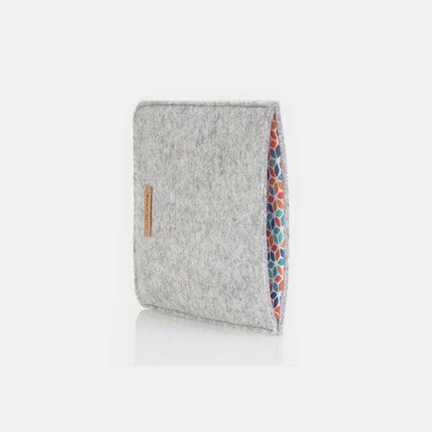 Fodral till PocketBook Basic 4 | gjord av filt och ekologisk bomull | ljusgrå - färgglad | Modell "LET"