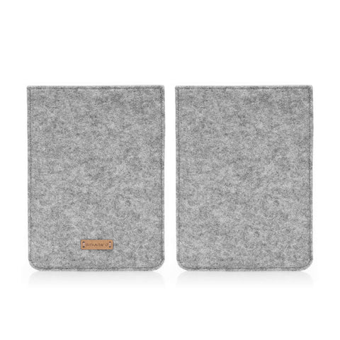 Fodral för PocketBook InkPad 3 | gjord av filt och ekologisk bomull | ljusgrå - ränder | Modell "LET"