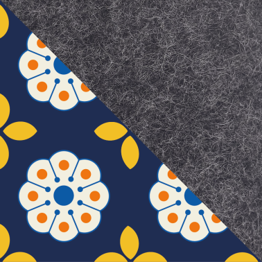 Fodral till Kobo Libra H2O | gjord av filt och ekologisk bomull | antracit - blomning | Modell "LET"